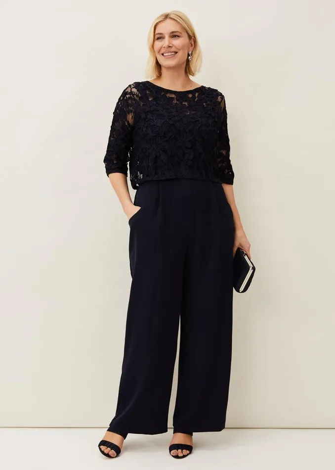 Elodie Tapework Jumpsuit Navy Women Phase Eight Dresses