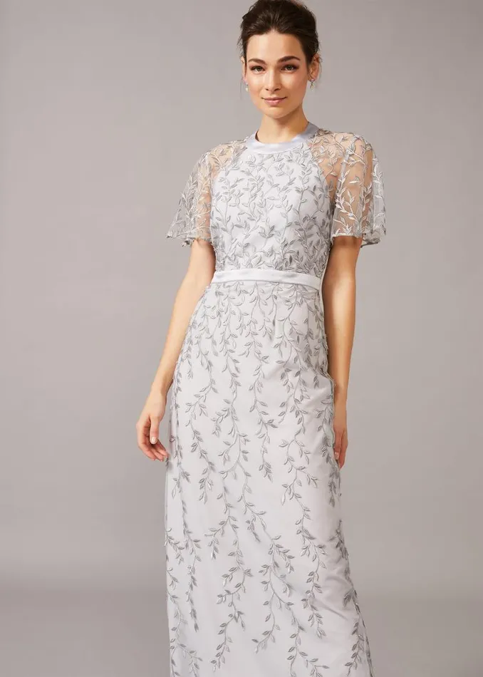 Elsbeth Trailing Leaf Dress Mineral Women Phase Eight Dresses