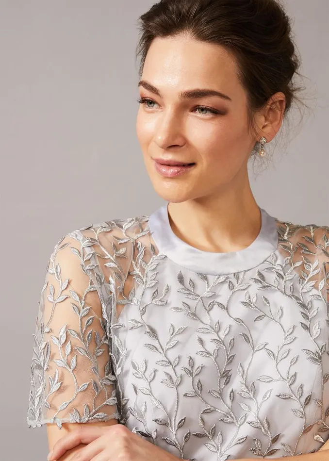 Elsbeth Trailing Leaf Dress Mineral Women Phase Eight Dresses