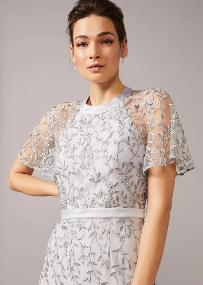 Elsbeth Trailing Leaf Dress Mineral Women Phase Eight Dresses