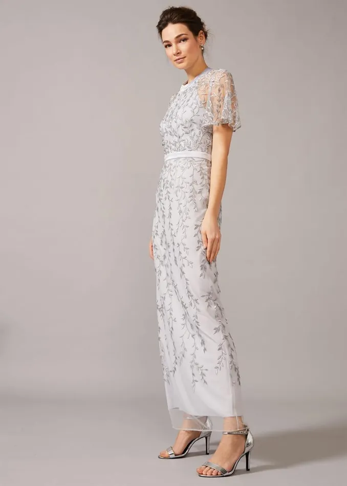 Elsbeth Trailing Leaf Dress Mineral Women Phase Eight Dresses