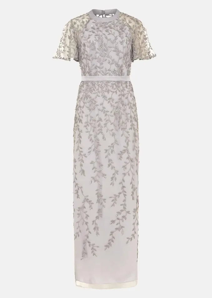 Elsbeth Trailing Leaf Dress Mineral Women Phase Eight Dresses