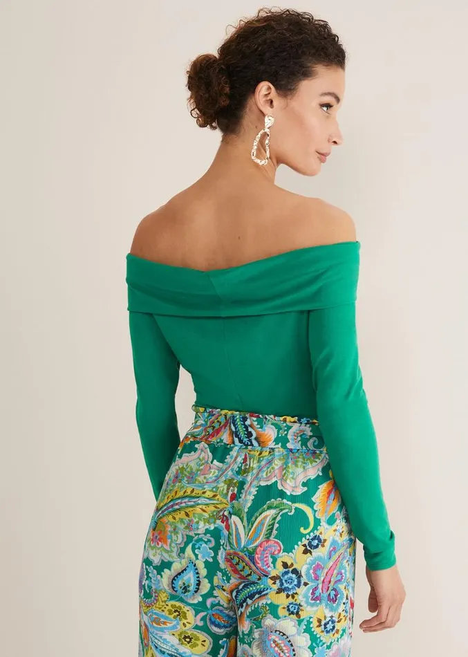 Emili Bardot Top Green Women Phase Eight Tops and TShirts
