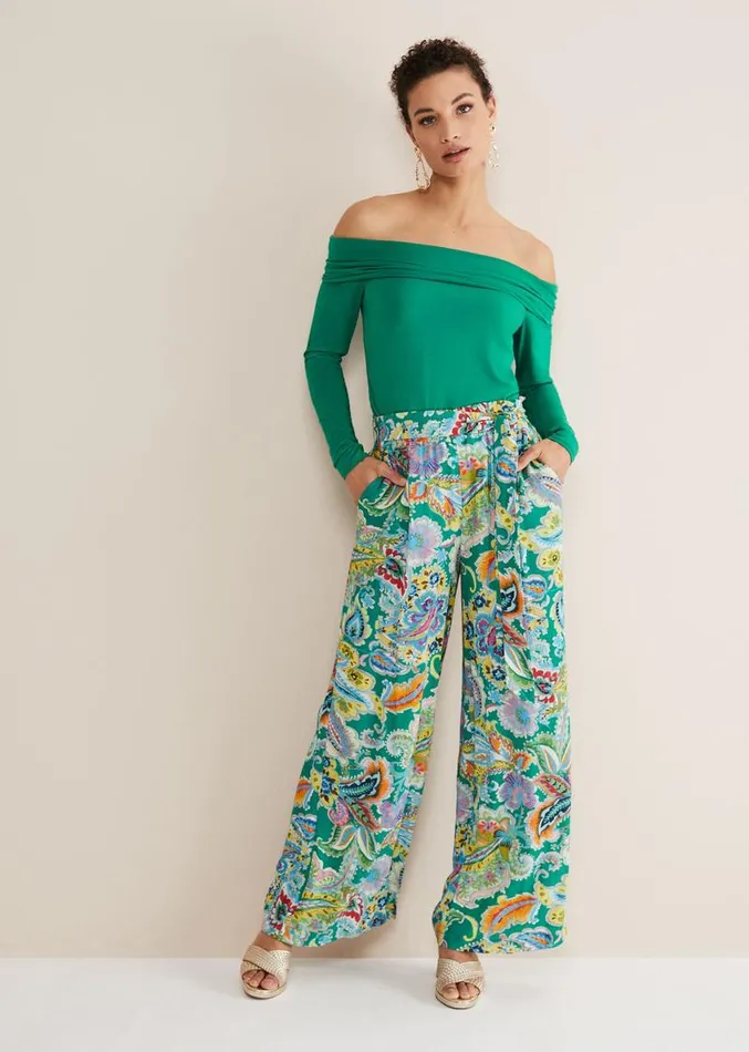 Emili Bardot Top Green Women Phase Eight Tops and TShirts