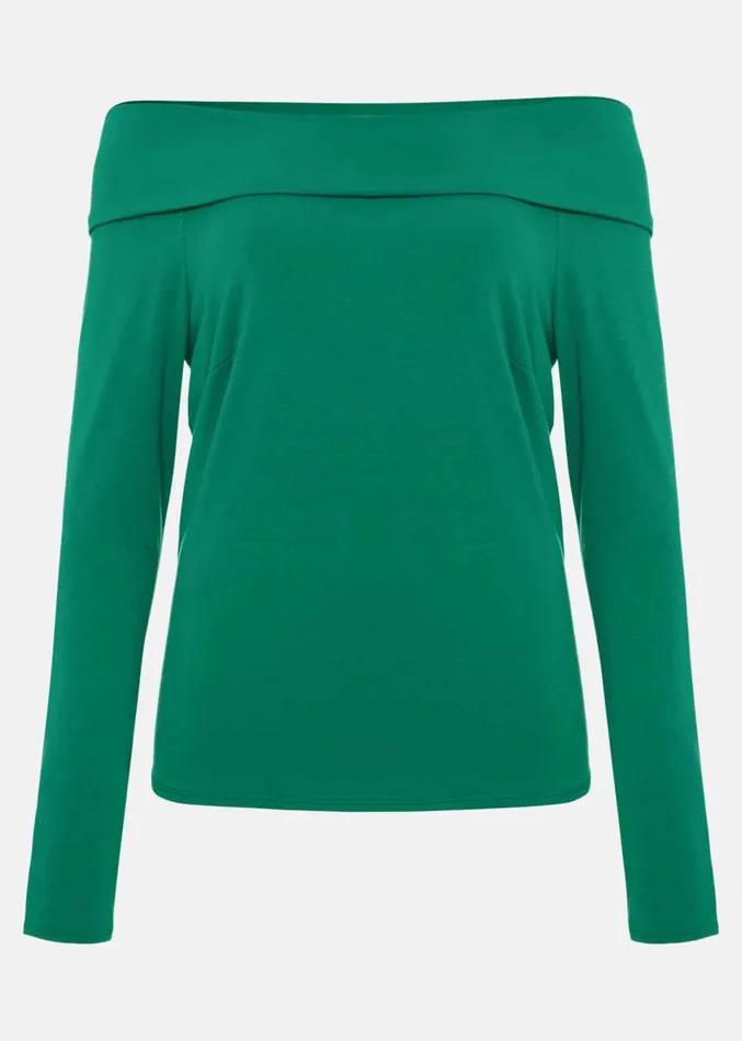 Emili Bardot Top Green Women Phase Eight Tops and TShirts
