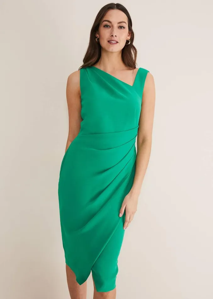 Emmie Asymmetric Hem Dress Bright Green Women Phase Eight Dresses