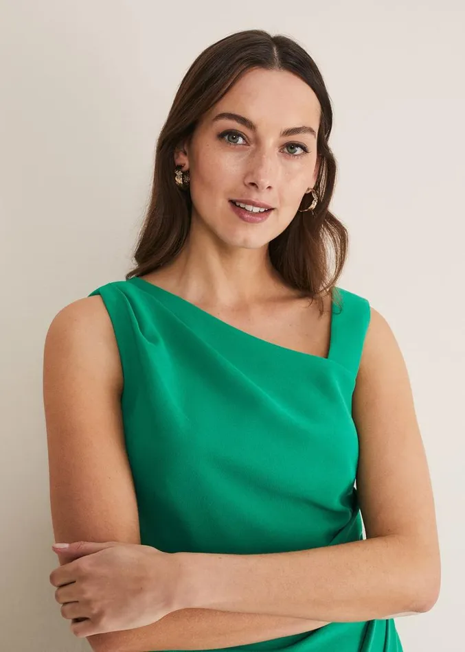 Emmie Asymmetric Hem Dress Bright Green Women Phase Eight Dresses