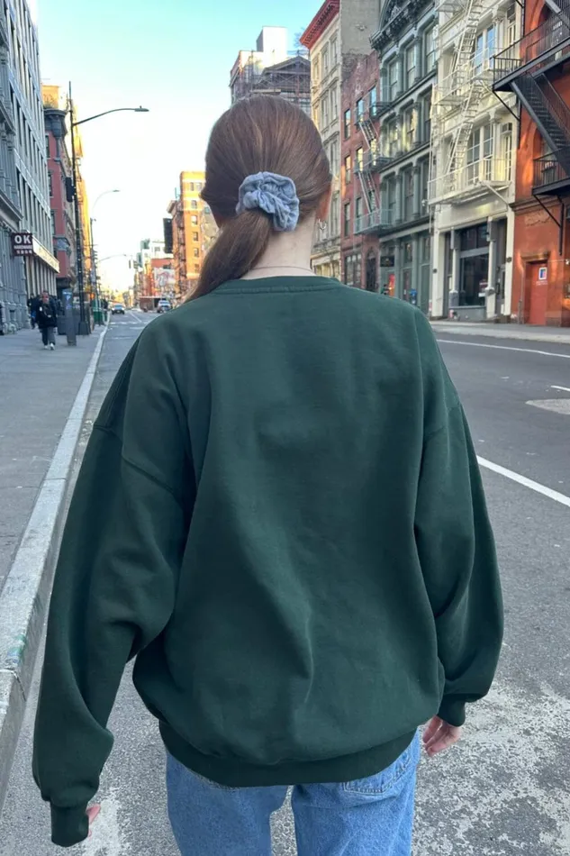 Erica New York Sweatshirt Dark Green Women Brandy Melville Sweatpants and Sweatshirts