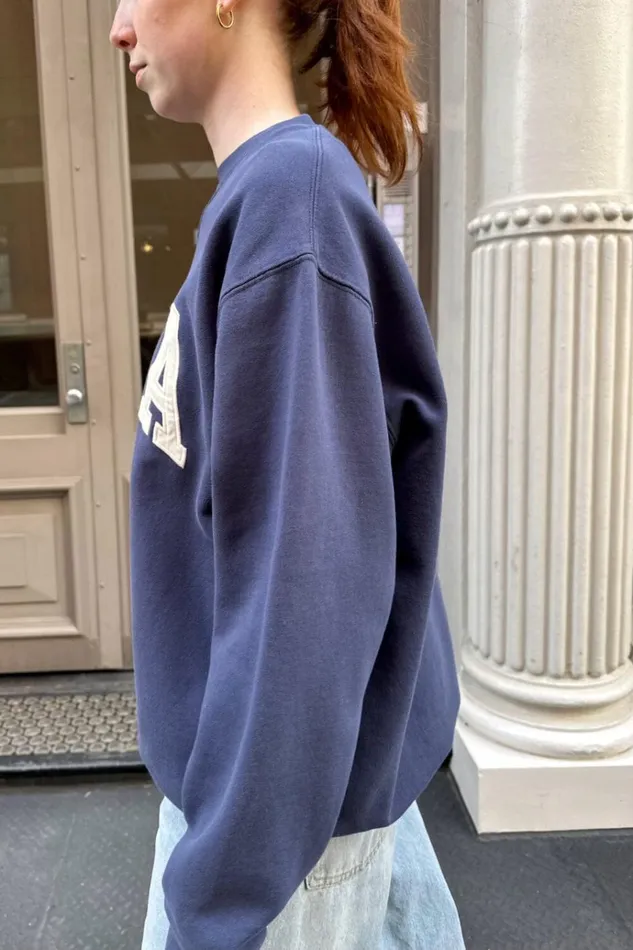 Erica Usa Flag Sweatshirt Navy Blue Women Brandy Melville Sweatpants and Sweatshirts