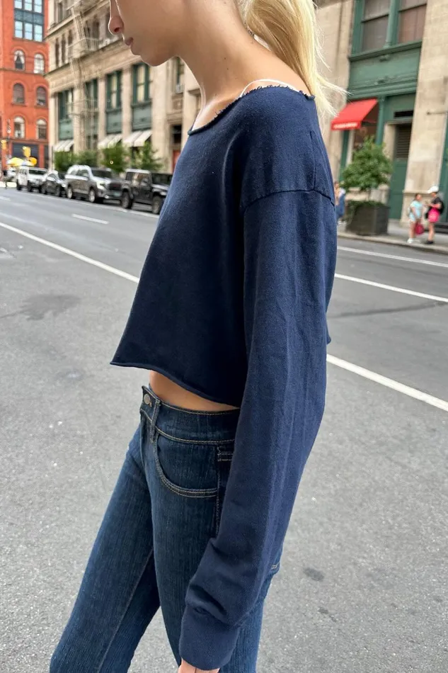 Estelle Cotton Top Classic Navy Women Brandy Melville Tops