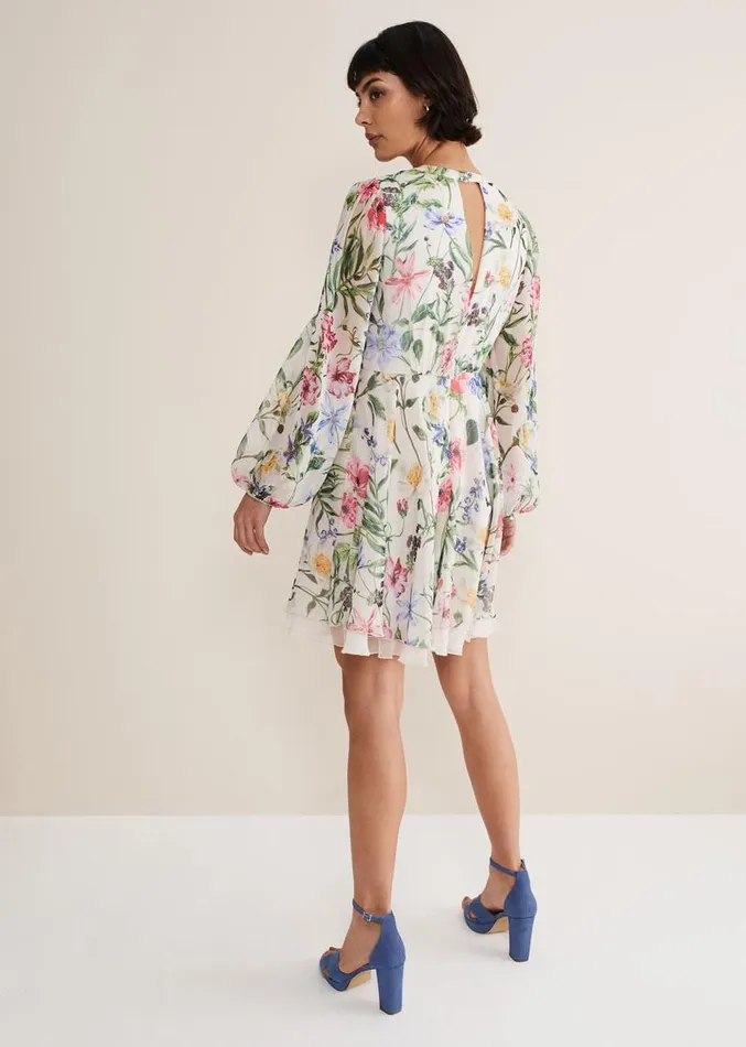 Everleigh Chiffon Floral Mini Dress Ivorymulti Women Phase Eight Dresses