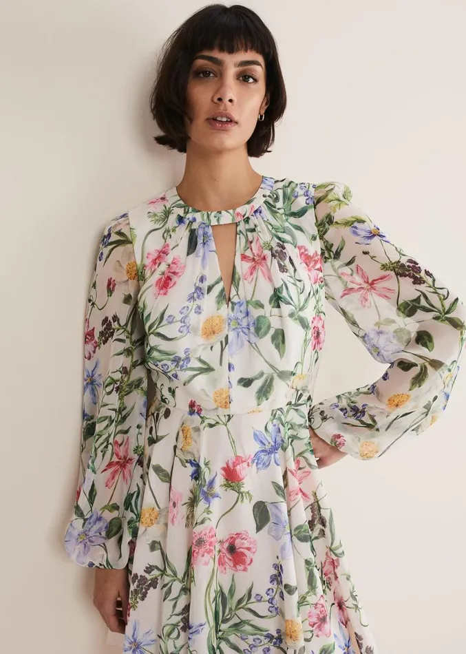 Everleigh Chiffon Floral Mini Dress Ivorymulti Women Phase Eight Dresses