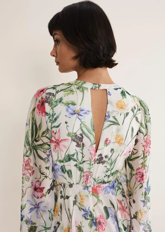 Everleigh Chiffon Floral Mini Dress Ivorymulti Women Phase Eight Dresses