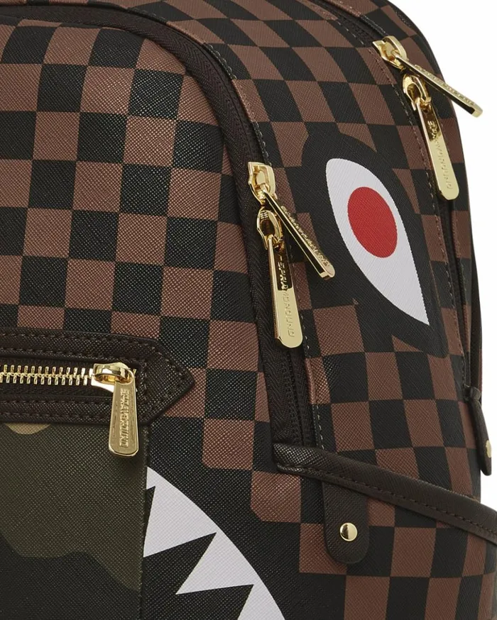 EXTERIOR GOLD ZIP POCKET SHARKS IN PARIS SAVAGE BACKPACK Bags SPRAYGROUND