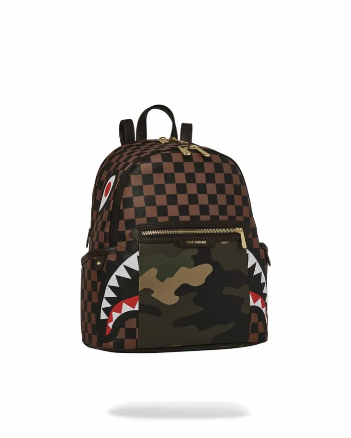 EXTERIOR GOLD ZIP POCKET SHARKS IN PARIS SAVAGE BACKPACK Bags SPRAYGROUND