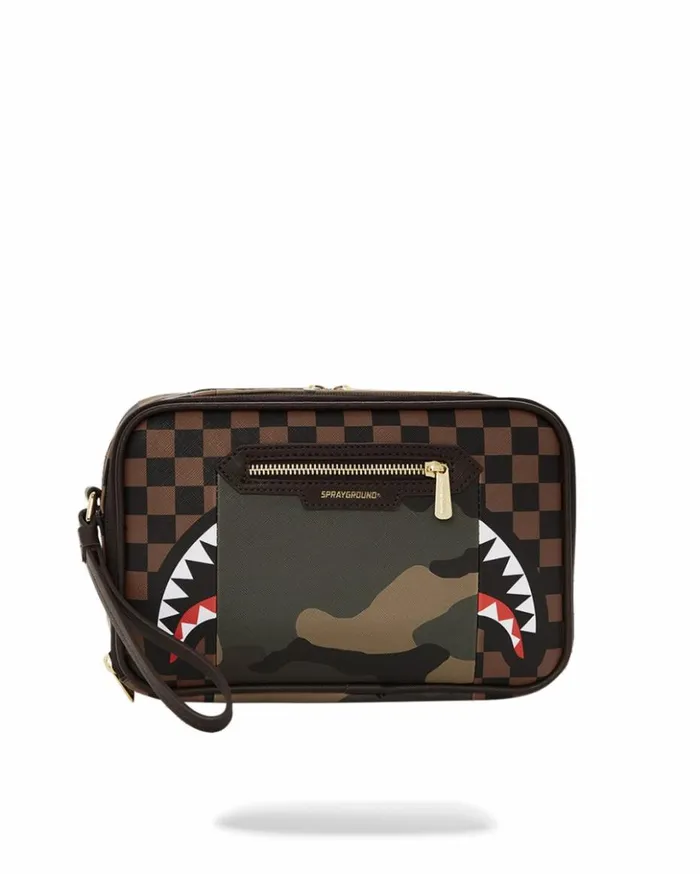 EXTERIOR GOLD ZIP POCKET SHARKS IN PARIS TOILETRY BRICKSIDE BAG Bags SPRAYGROUND