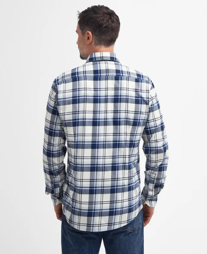 Falstone Tailored LongSleeved Checked Shirt Stone Men Barbour Shirts