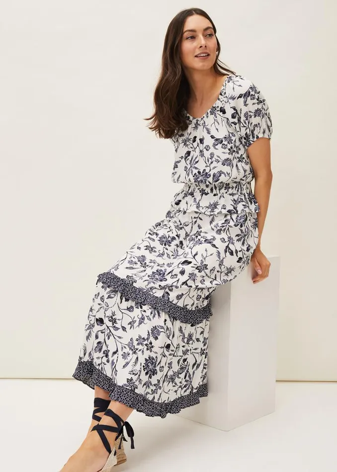 Ferne Floral CoOrd Midi Skirt Navyivory Women Phase Eight Skirts