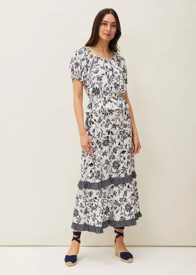 Ferne Floral CoOrd Midi Skirt Navyivory Women Phase Eight Skirts