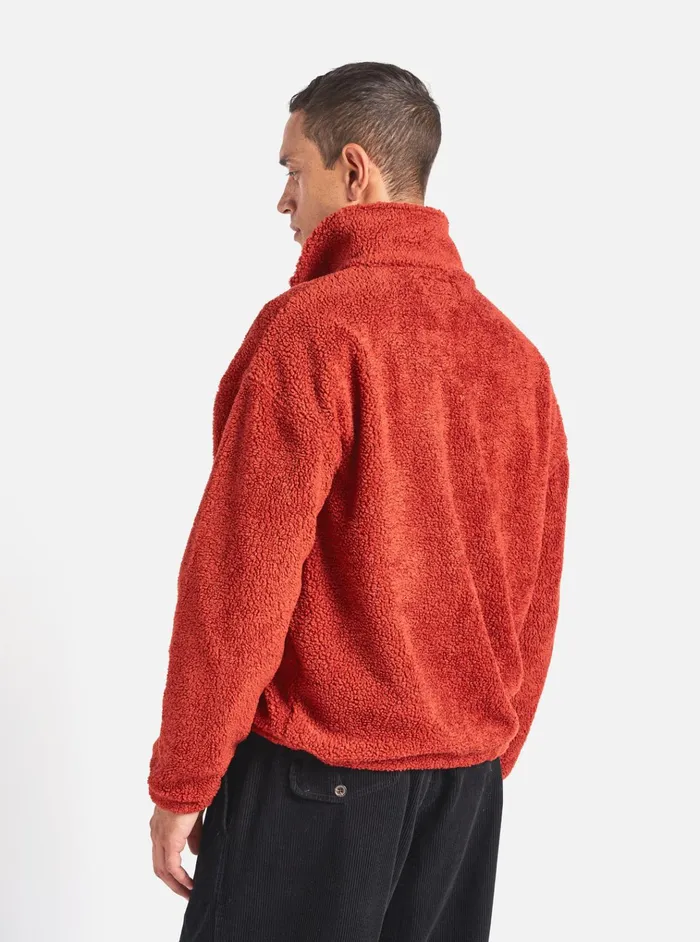 Fleece Men Universal Works Universal Works Ramsay Quarter Zip In Orange Mountain Fleece