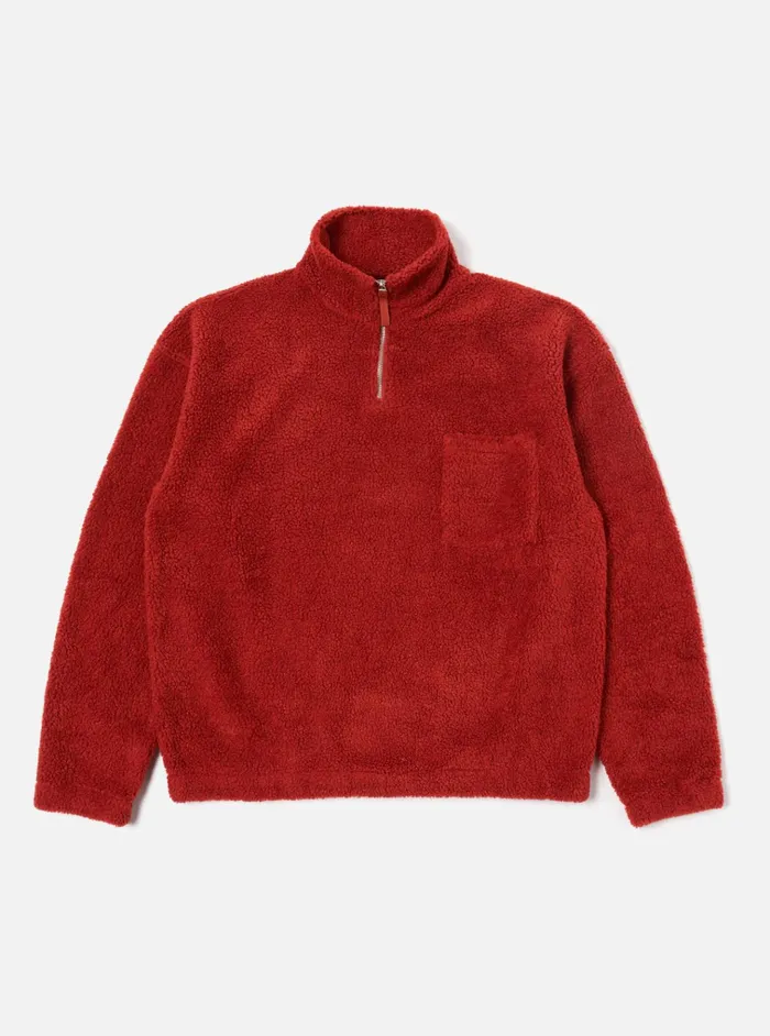 Fleece Men Universal Works Universal Works Ramsay Quarter Zip In Orange Mountain Fleece