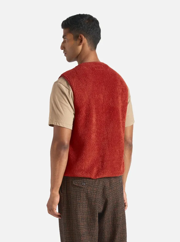 Fleece Men Universal Works Universal Works Zip Gilet In Orange Mountain Fleece