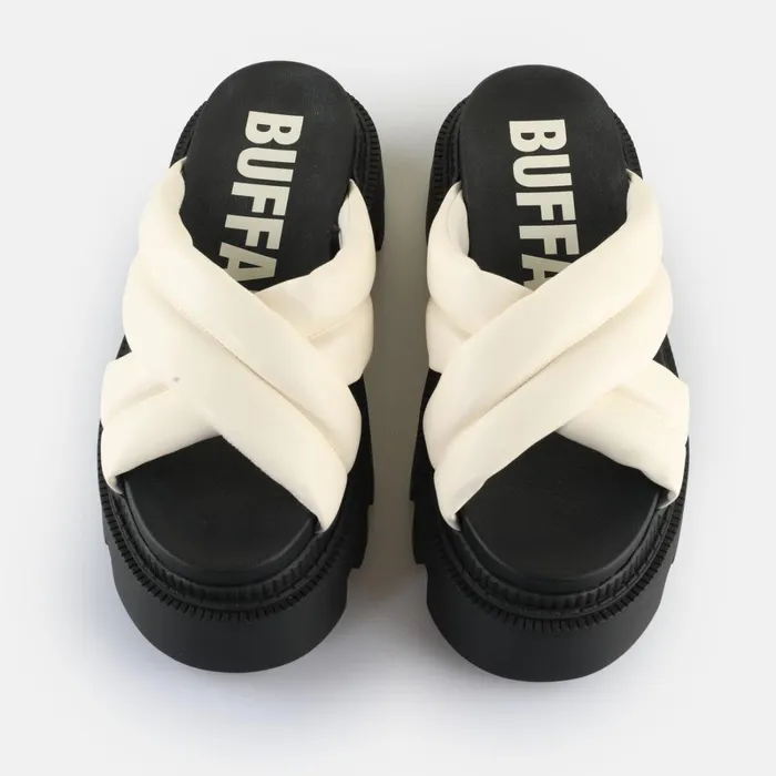 Flora Cross Quilt Off White Buffalo Sandals and Slides Flora Cross Quilt Off White Buffalo Sandals and Slides