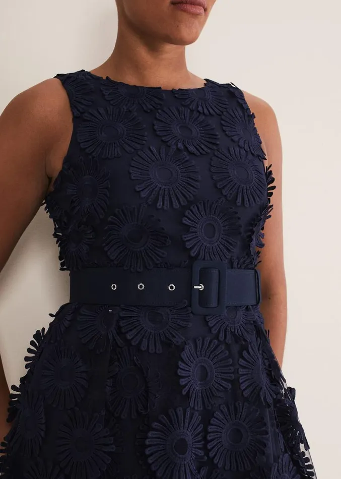 Flossy Lace Midi Dress Navy Women Phase Eight Dresses