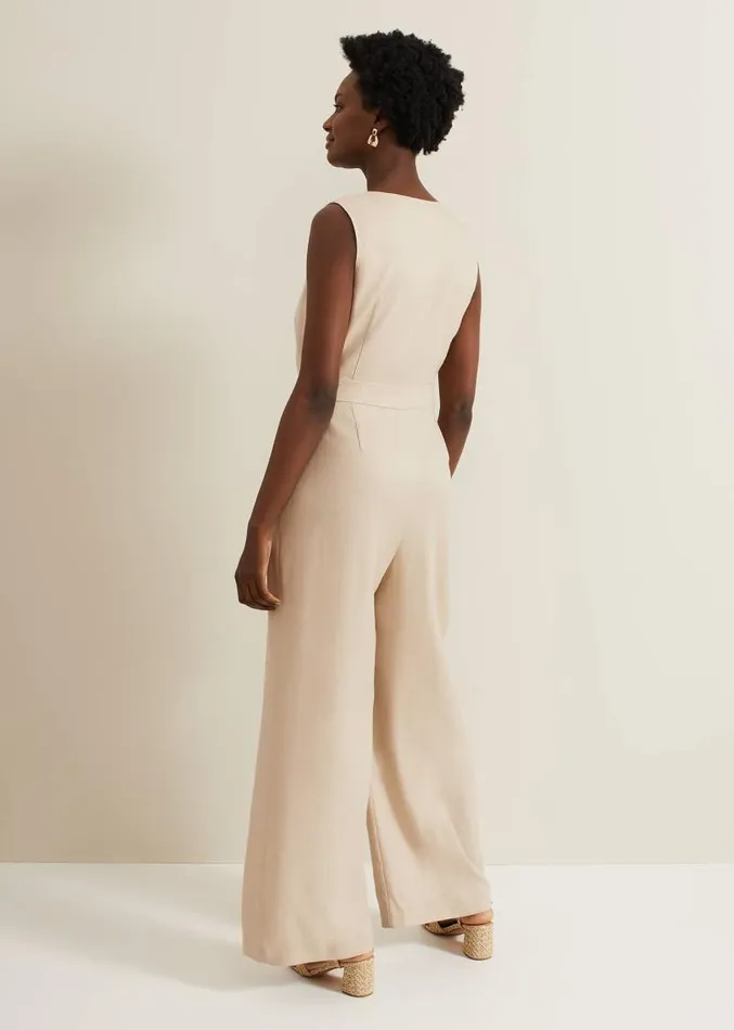 Fraya Zip Front Jumpsuit Stone Women Phase Eight Dresses