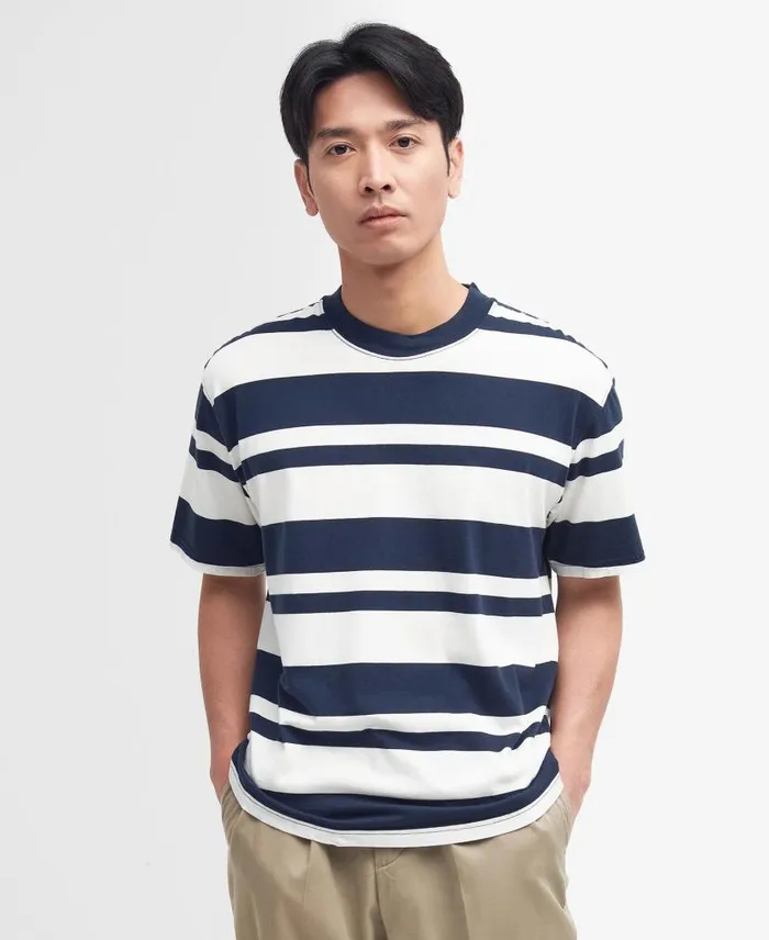 Friars Oversized Striped TShirt Mid Olive Men Barbour TShirts