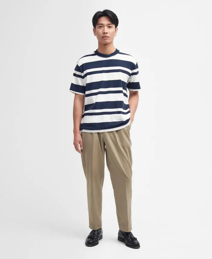 Friars Oversized Striped TShirt Mid Olive Men Barbour TShirts