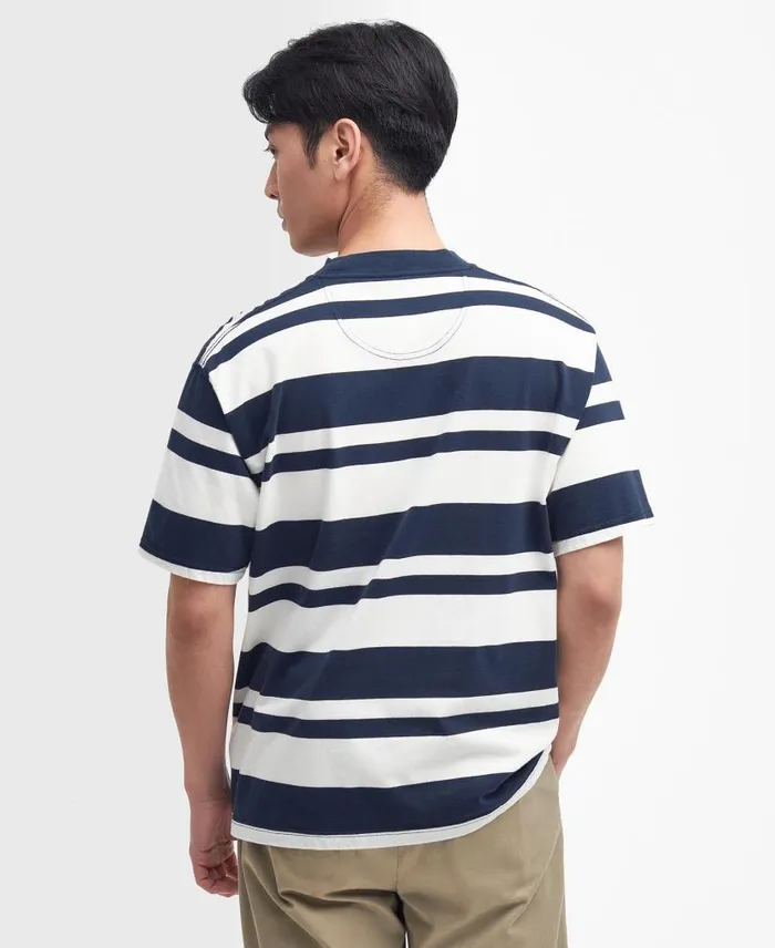 Friars Oversized Striped TShirt Mid Olive Men Barbour TShirts