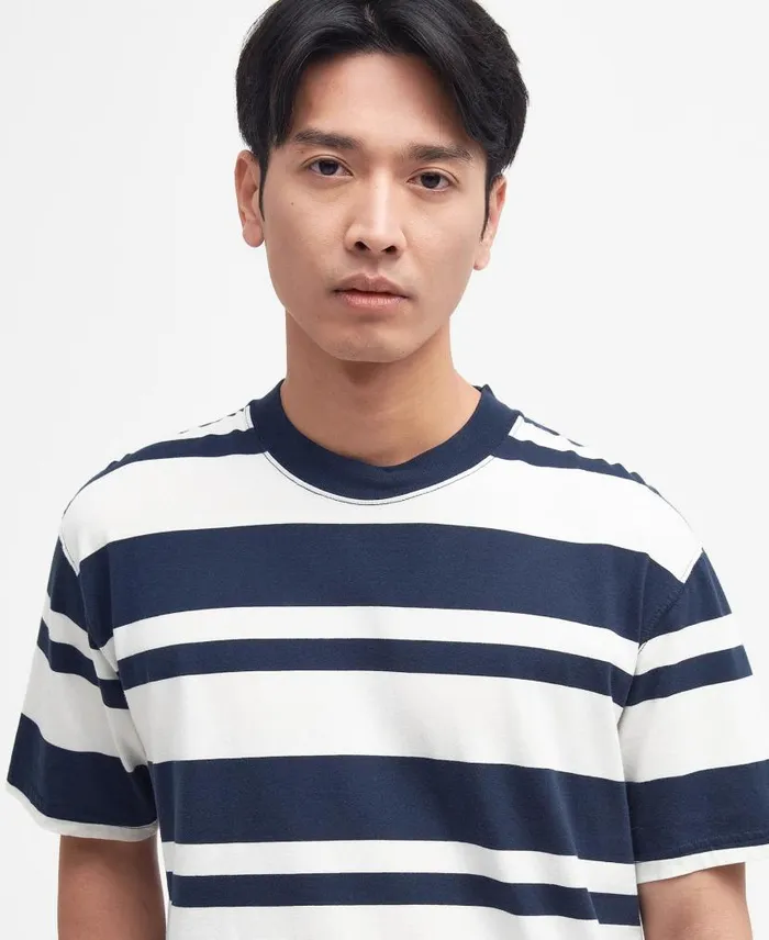 Friars Oversized Striped TShirt Mid Olive Men Barbour TShirts