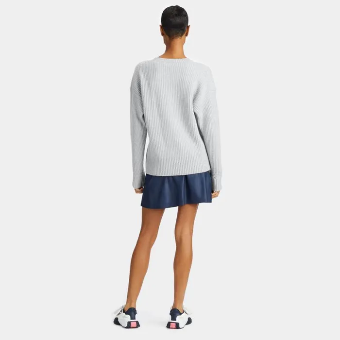 GFORE CASHMERE SIDE ZIP RIBBED CREWNECK SWEATER Heather Grey Women Sweaters