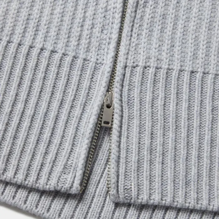 GFORE CASHMERE SIDE ZIP RIBBED CREWNECK SWEATER Heather Grey Women Sweaters