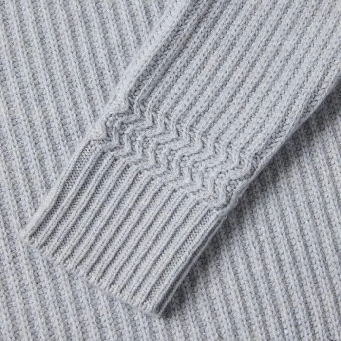 GFORE CASHMERE SIDE ZIP RIBBED CREWNECK SWEATER Heather Grey Women Sweaters
