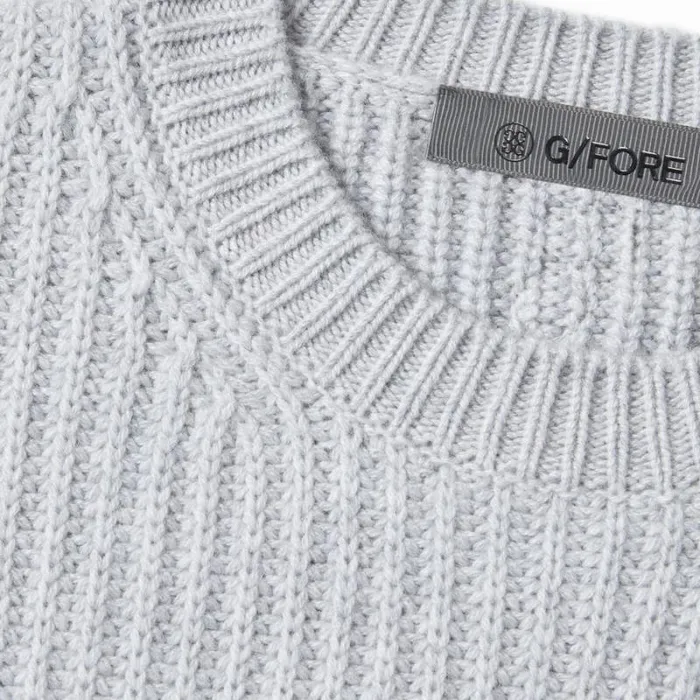 GFORE CASHMERE SIDE ZIP RIBBED CREWNECK SWEATER Heather Grey Women Sweaters
