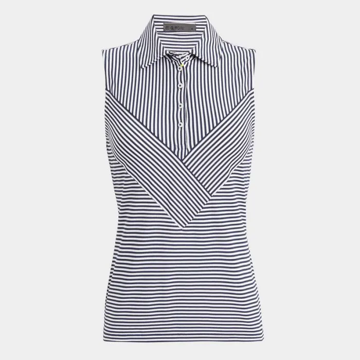 GFORE CHEVRON FEEDER STRIPE TECH PIQU SLEEVELESS POLO Twilight Women Polos