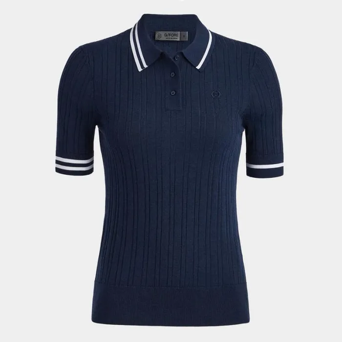 GFORE COTTON BLEND RIBBED SHORT SLEEVE SWEATER POLO Twilight Women Polos