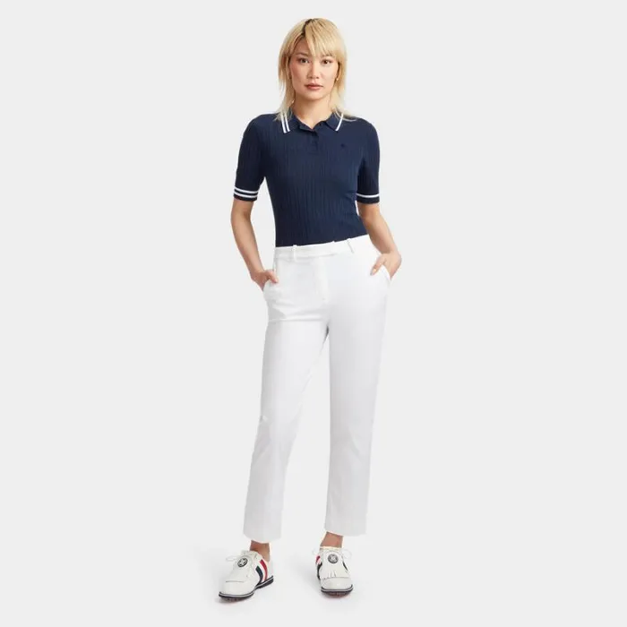 GFORE COTTON BLEND RIBBED SHORT SLEEVE SWEATER POLO Twilight Women Polos