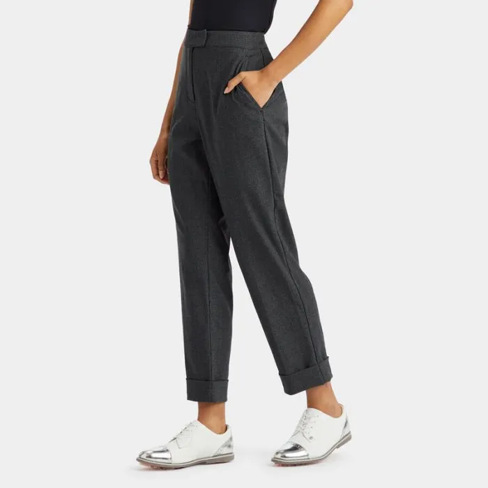 GFORE CUFFED GLEN PLAID STRETCH TROUSER Charcoal Heather Grey Women Pants