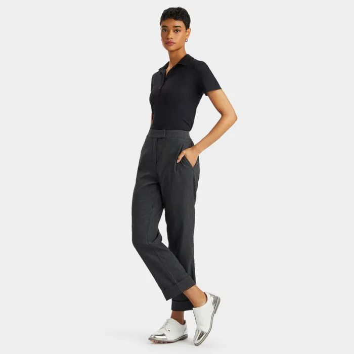 GFORE CUFFED GLEN PLAID STRETCH TROUSER Charcoal Heather Grey Women Pants