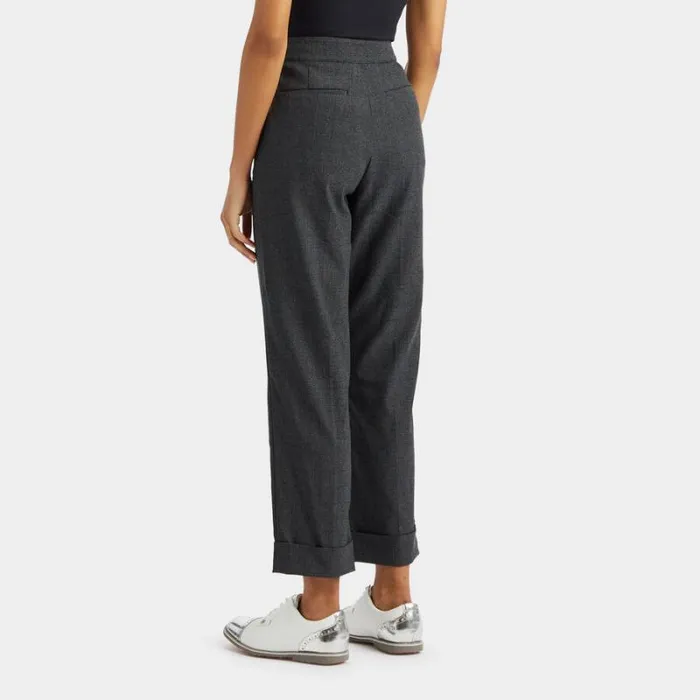 GFORE CUFFED GLEN PLAID STRETCH TROUSER Charcoal Heather Grey Women Pants