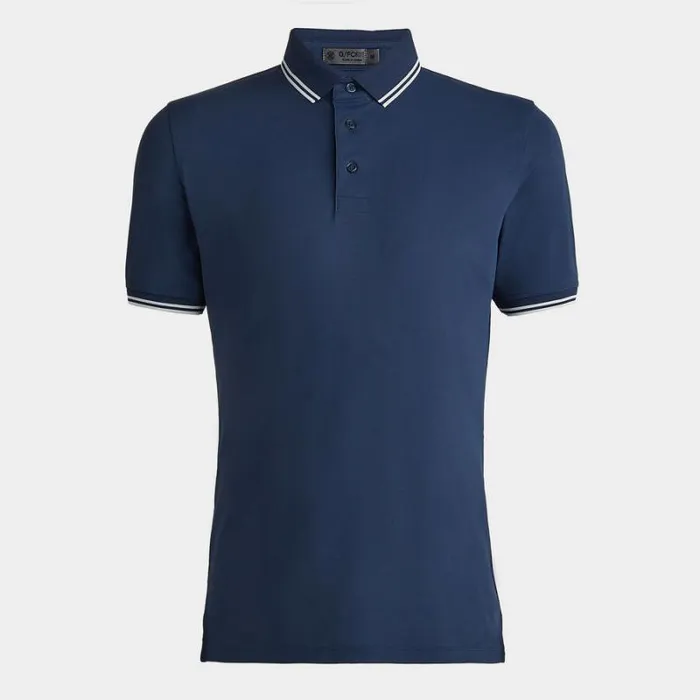GFORE DUAL LINES BANDED SLEEVE TECH PIQU POLO Ink Men Polos and Shirts