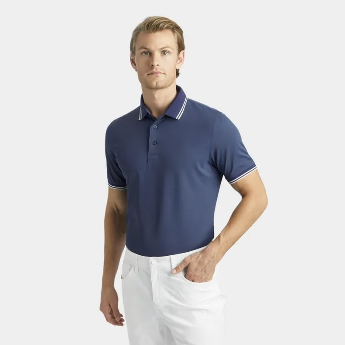 GFORE DUAL LINES BANDED SLEEVE TECH PIQU POLO Ink Men Polos and Shirts