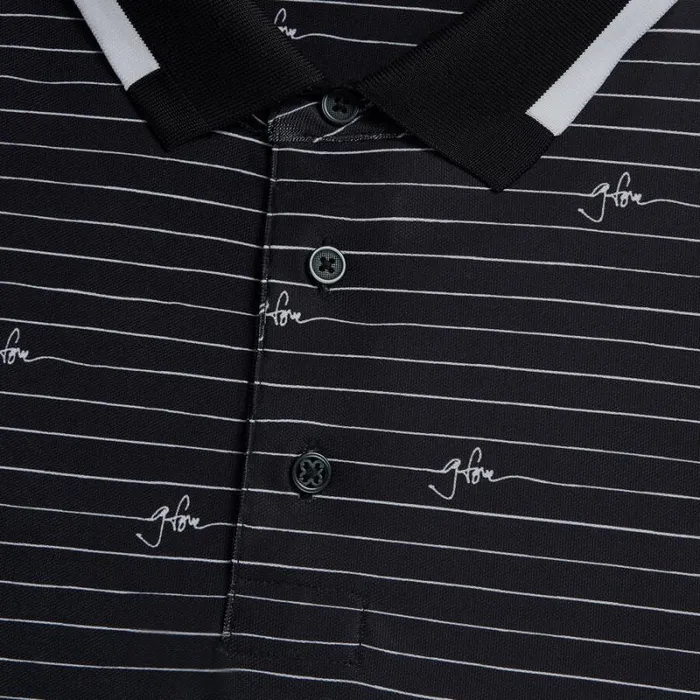 GFORE GFORE SCRIPT STRIPE TECH PIQU BANDED SLEEVE POLO Onyx Men Polos and Shirts