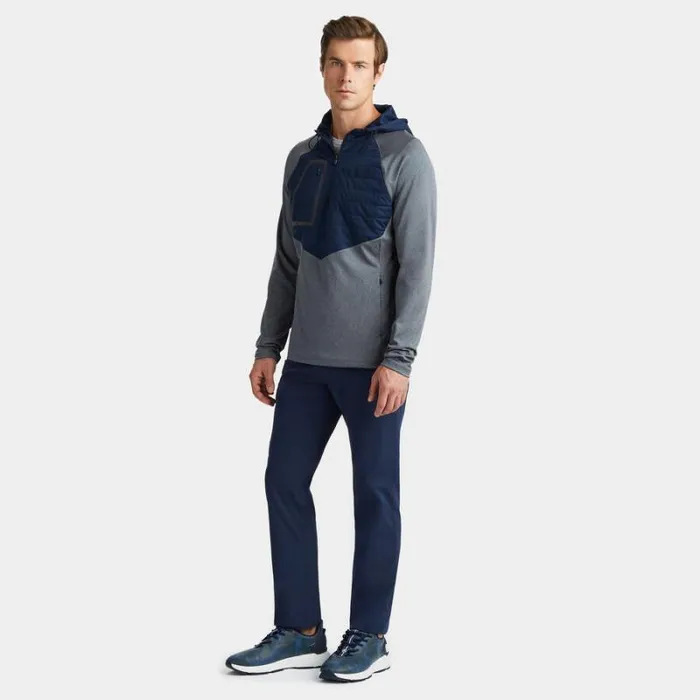 GFORE HOODED TECH INTERLOCK QUARTER ZIP PULLOVER Charcoal Heather Grey Men Outerwear