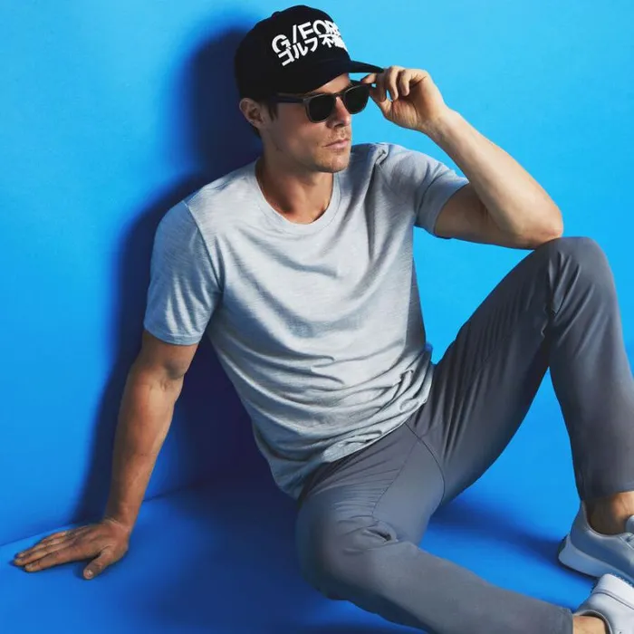 GFORE LIGHTWEIGHT TECHNICAL PERFORMANCE FINE WOOL TEE Light Heather Grey Men Hoodies and Tees