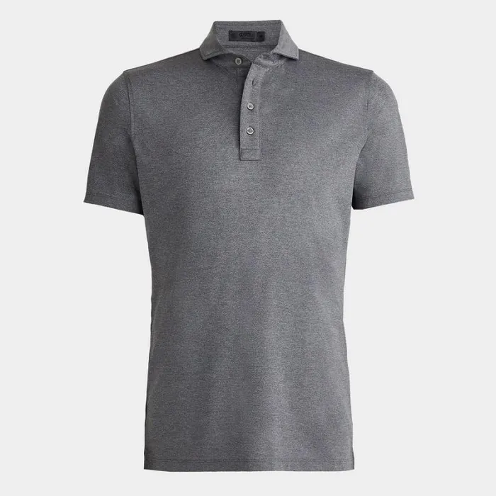 GFORE MLANGE RIB GUSSET TECH PIQU MODERN SPREAD COLLAR POLO Heather Grey Men Polos and Shirts