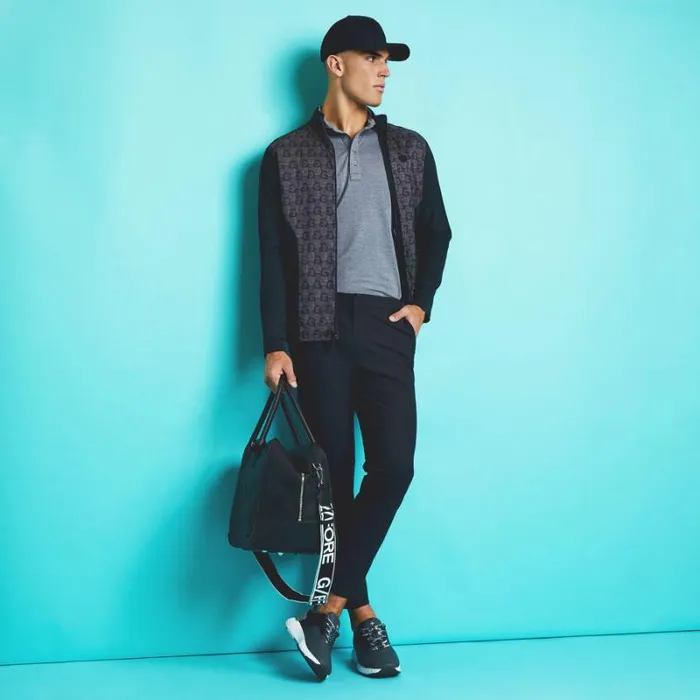 GFORE MLANGE RIB GUSSET TECH PIQU MODERN SPREAD COLLAR POLO Heather Grey Men Polos and Shirts